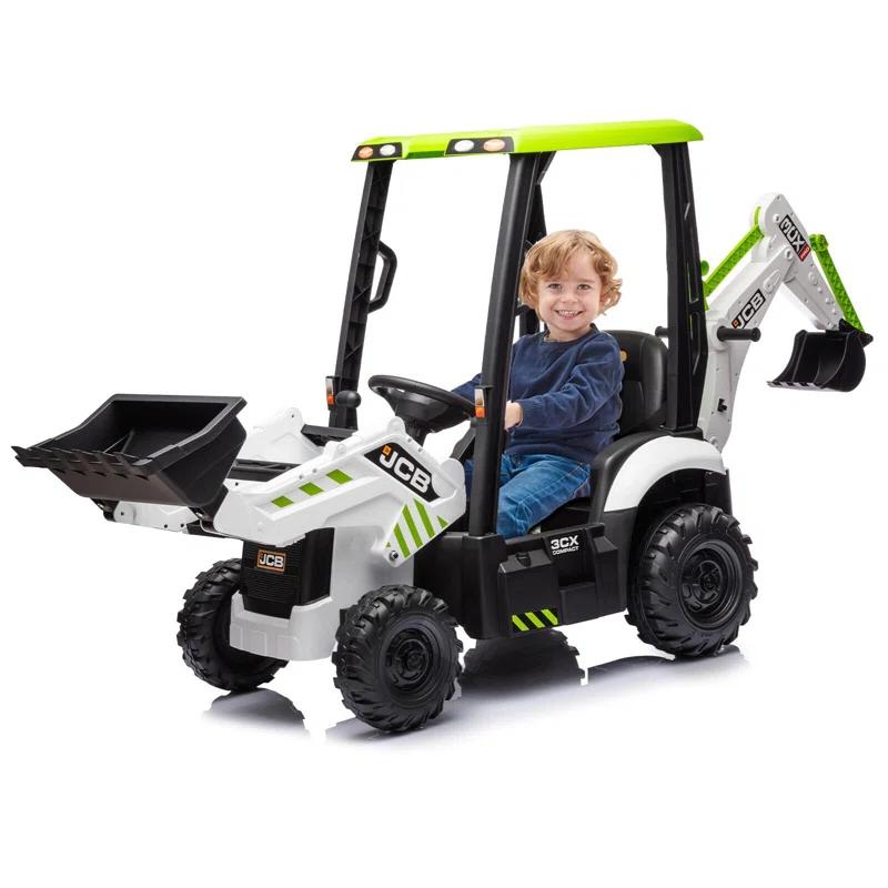 Hetoy 4 In 1 Ride On Excavator, 12V Battery Powered Electric Vehicle For Kids With Remote Control