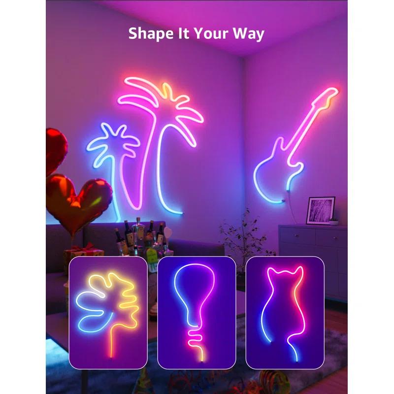 Lepro Lepro N1 AI Smart RGB Rope Lights, LLM AI Generated Lighting, LightBeats Music Sync, Color Segment DIY, Voice Control Via App, Wi-Fi & Bluetooth LED Strip Lights (Set of 6)