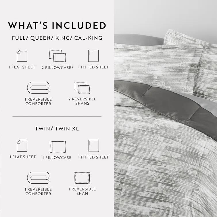 IEnjoy Home 7-Piece Bedding Bundle - Pattern Comforter and Sheet Set