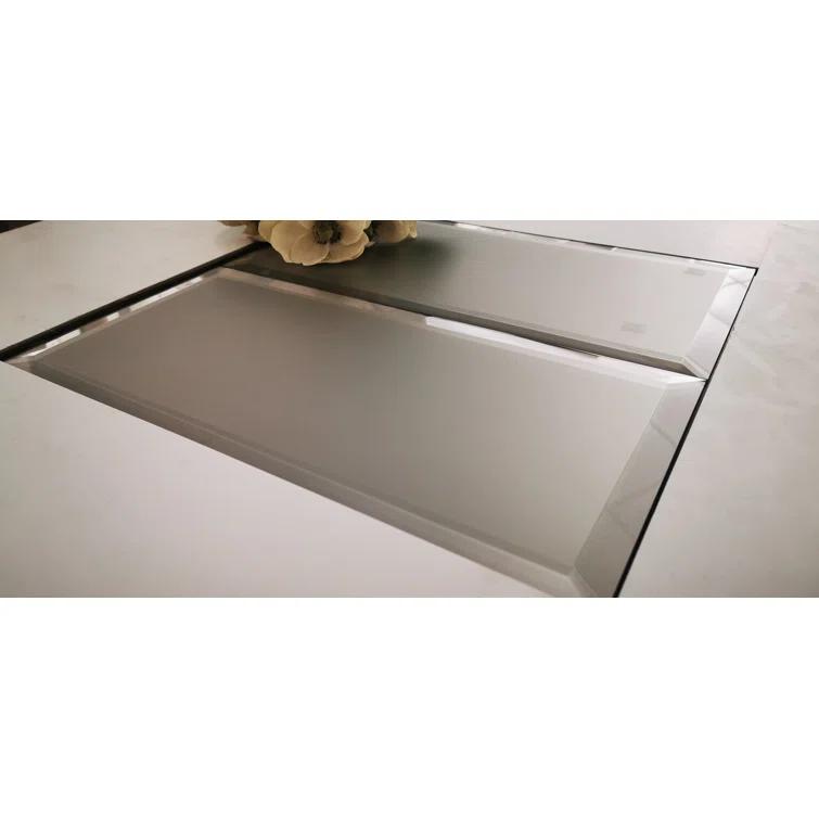 Abolos Frosted Elegance 8 in. x 16 in. Diamond Grade Glass Beveled Large Format Subway Decorative Kitchen & Bathroom Wall Tile