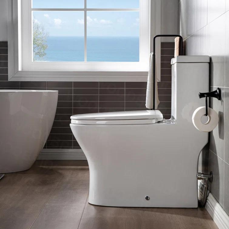 WoodBridge 1.28 GPF Elongated One Piece Dual-Flush Toilet with Soft-Closing Seat,MAP Flushing 1000G B0750-B/N
