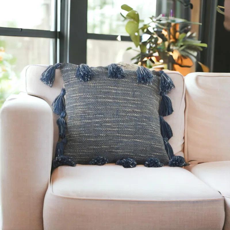 Mina Victory 18" Polyester Blend Throw Pillow With Tassels