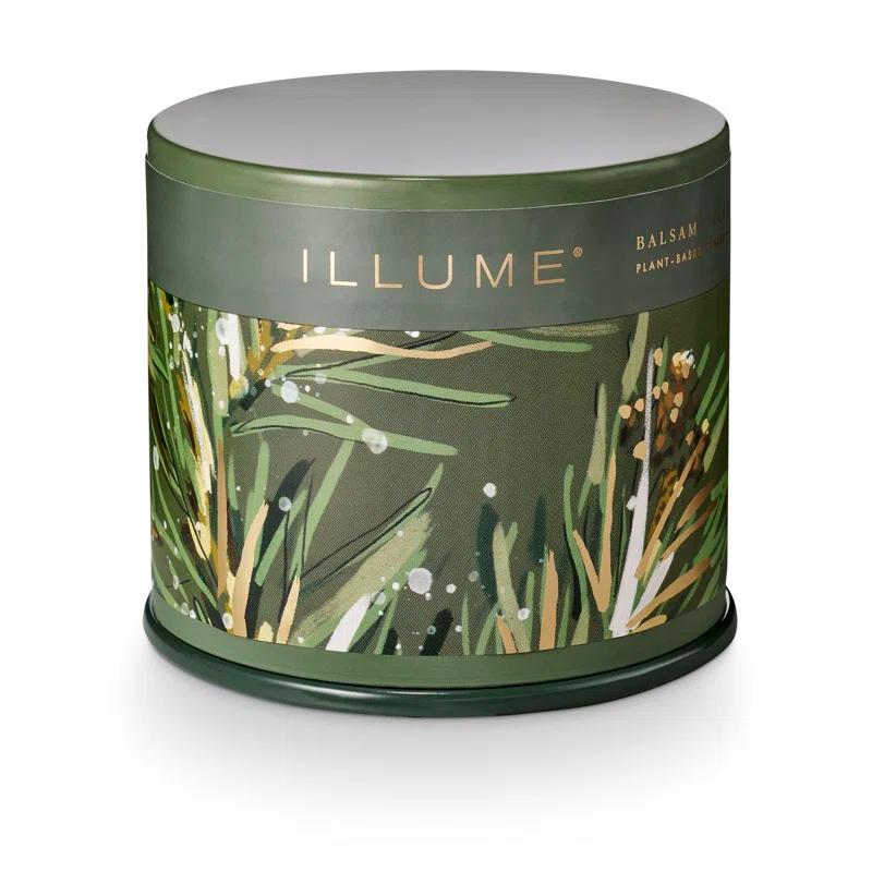 ILLUME Noble Holiday Balsam & Cedar Large Crackle Glass Candle