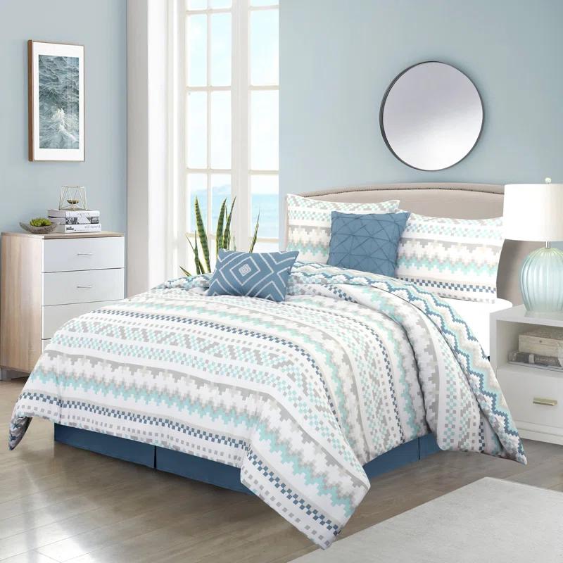 Nanshing America, Inc Chevron Geometric 6 Piece Comforter Set