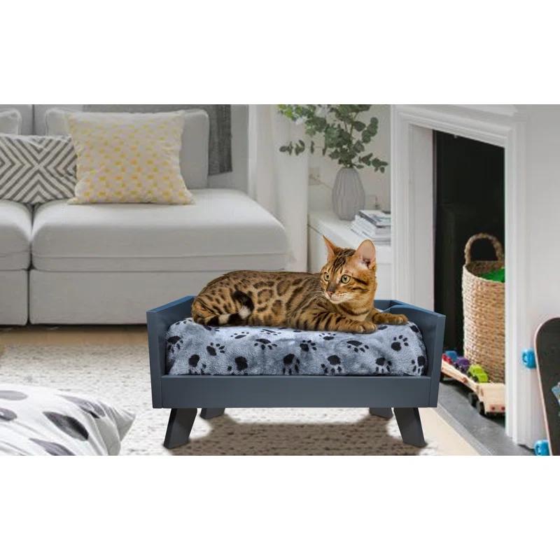 Tucker Murphy Pet™ Hanes Sassy Paws Raised Wooden Dog Sofa with Removable Cushion