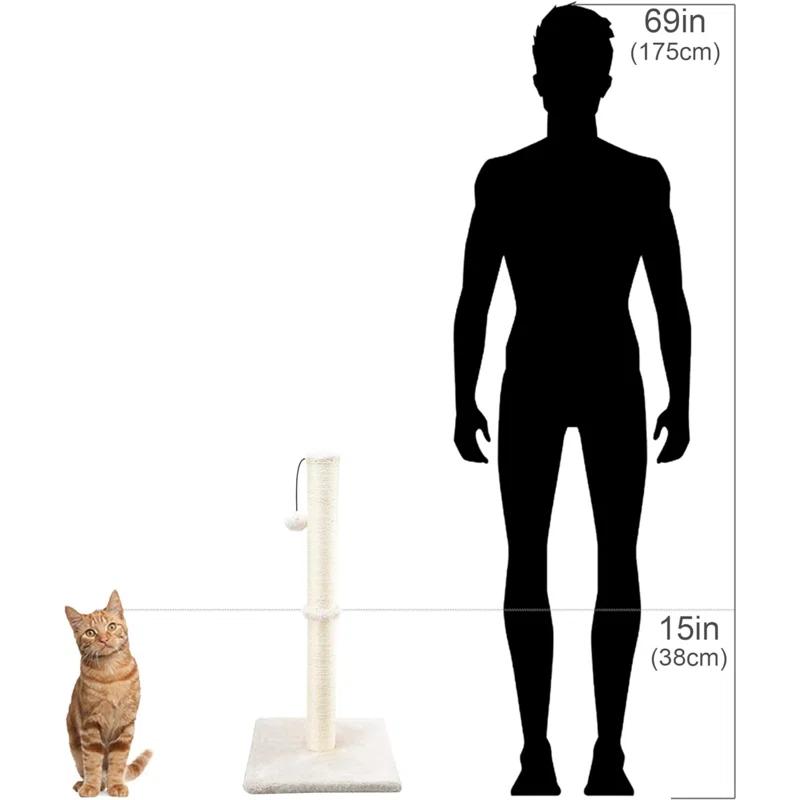 Tucker Murphy Pet™ 29" Tall Cat Scratching Post, Scratch Posts With Sisal Rope And Hanging Interactive Toy Ball For Indoor Cats And Kittens