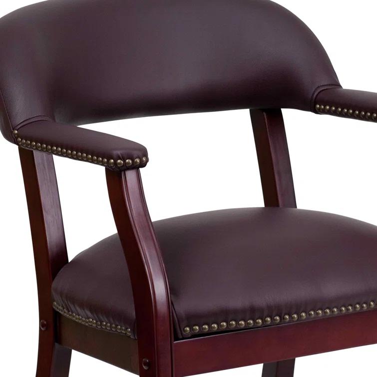 Leather Seat Waiting Room Chair with Wood Frame