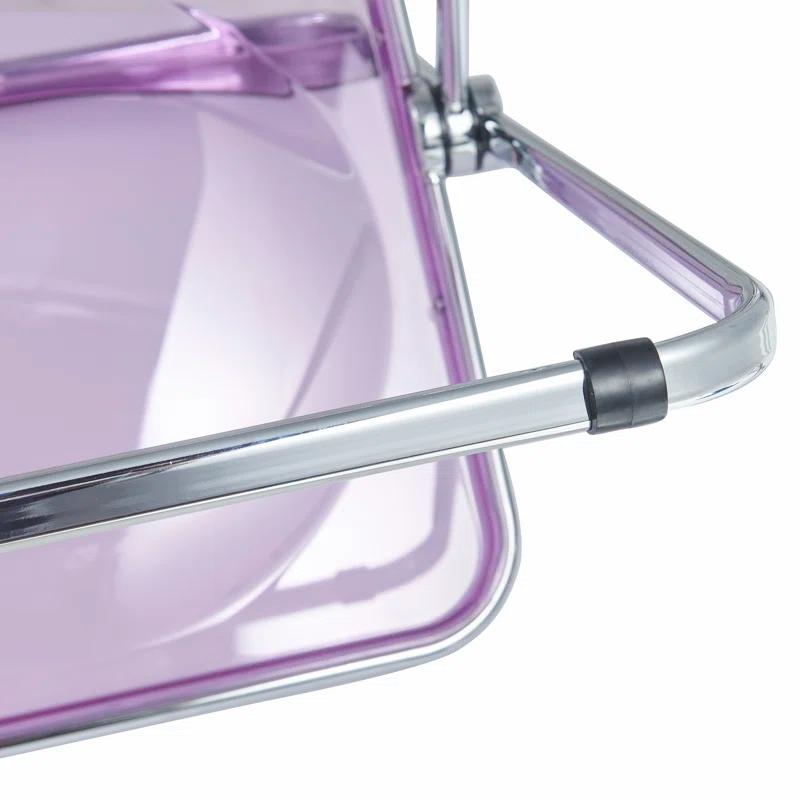 LeisureMod Lawrence Folding Chair Stackable Dining Accent Chair with Frame Kitchen Chair (Set of 4)