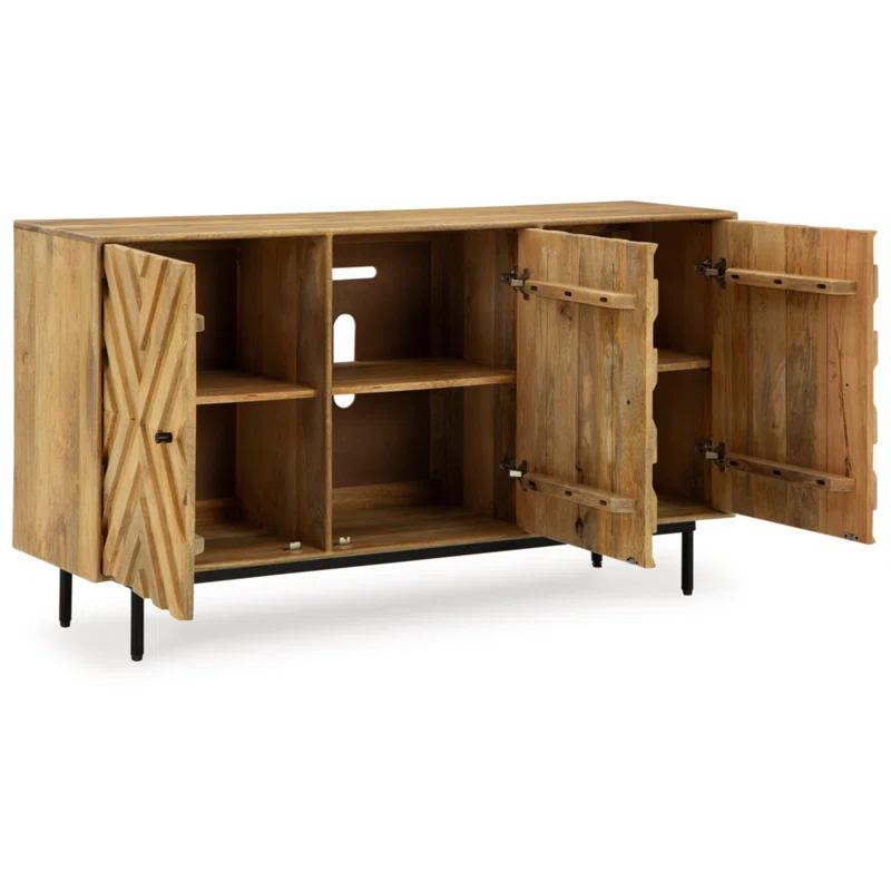 Cadewick Natural Mango Wood and Black Metal Accent Cabinet