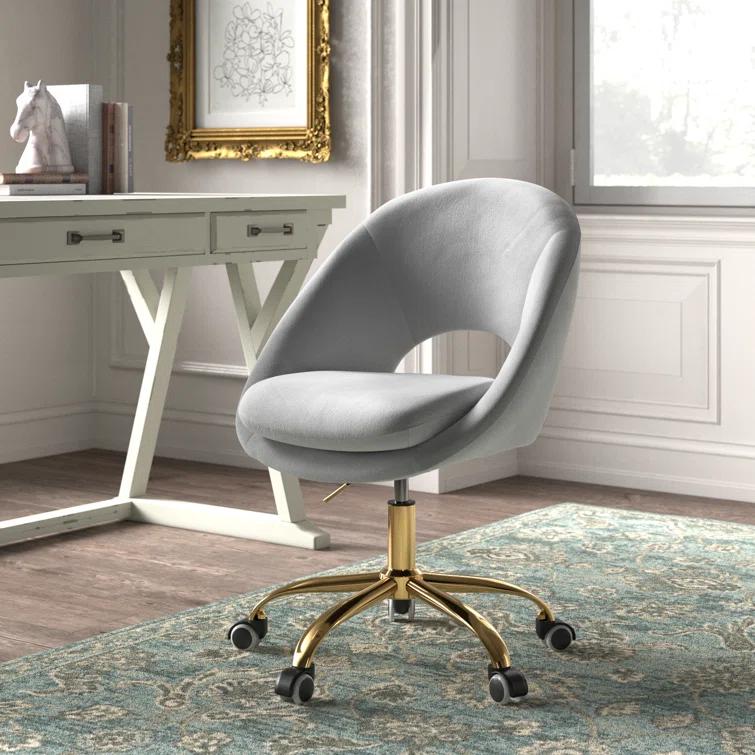 Kelly Clarkson Home Louise Velvet Modern Task Chair with Ergonomic Design