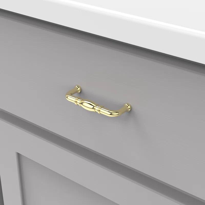 Hickory Hardware Williamsburg Collection Handle Pull - 3" Center to Center Cabinet Pull Polished Brass - Farmhouse Hardware for Drawers & Cabinets (Set of 10)