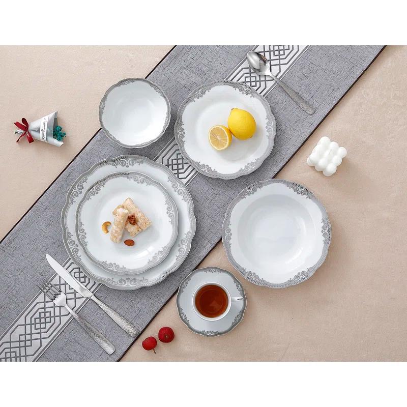 Lorren Home Trends 24 Piece Porcelain China Dinnerware Set - Service for 4