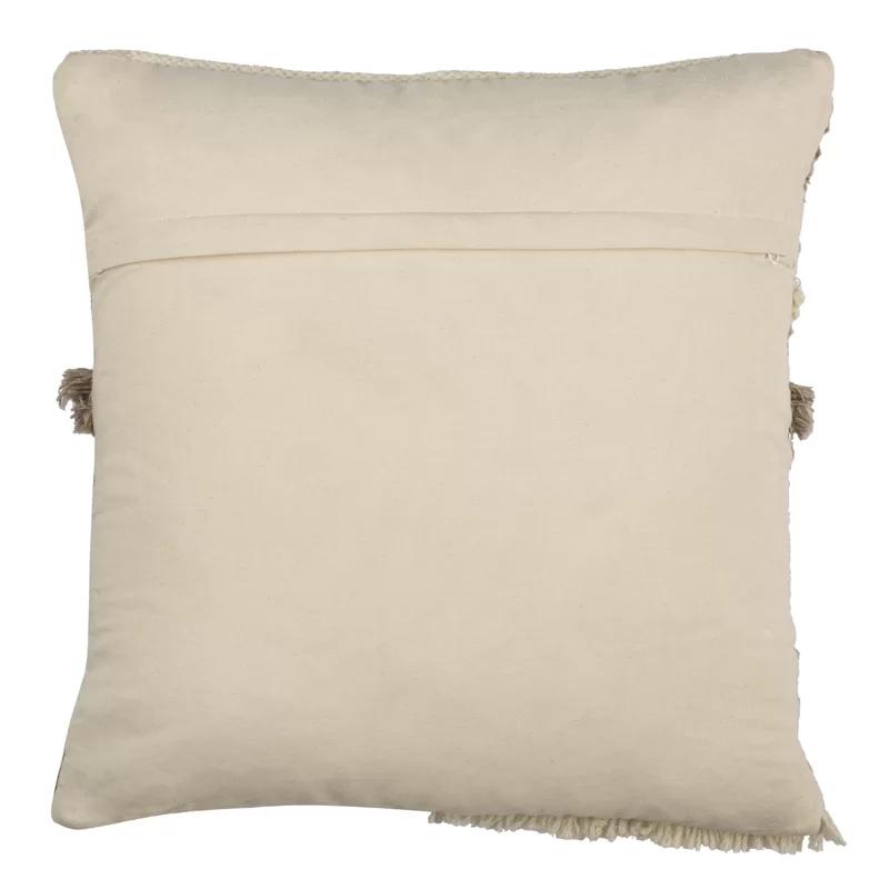 Demna Beige and Gray Wool Bohemian Throw Pillow