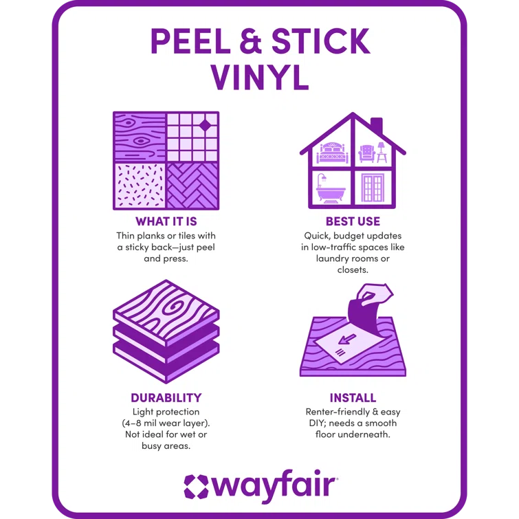 Woven Trends Woven Trends Tivoli Self Adhesive Vinyl Floor Tiles, 45 Pcs, 12" X 12"