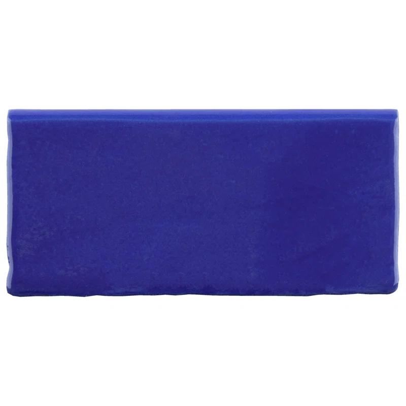 Merola Tile Viva 6" L x 3" W Ceramic Bullnose Wall Tile Trim in Blue