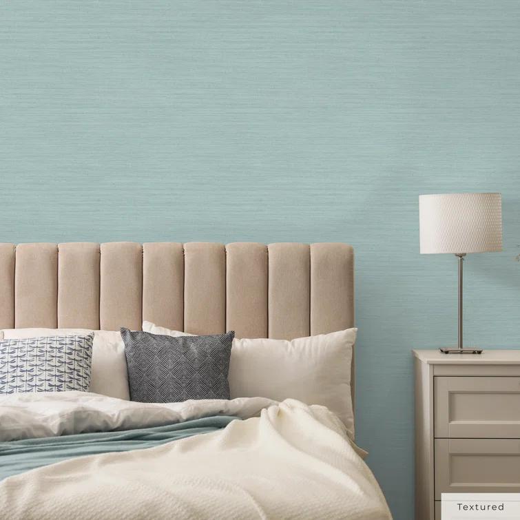 Tempaper & Co.® Faux Horizontal Grasscloth Removable Peel and Stick Wallpaper, Textured Seaglass, 56 sq ft: Vinyl, Prepasted