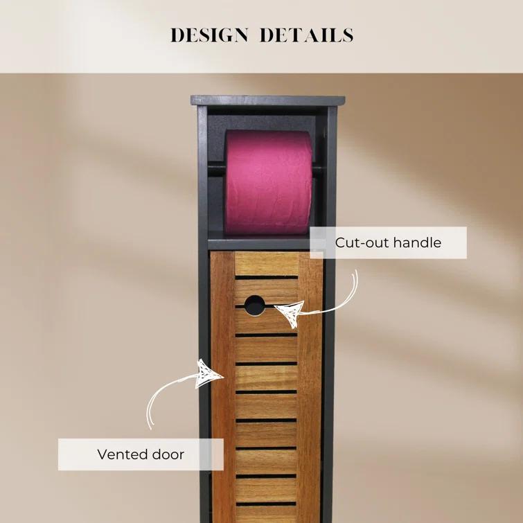 Evideco Compact Toilet Paper Storage Cabinet with Dispenser, Holds Up to 6 Rolls, Brown and Gray - Elements Collection 9912671