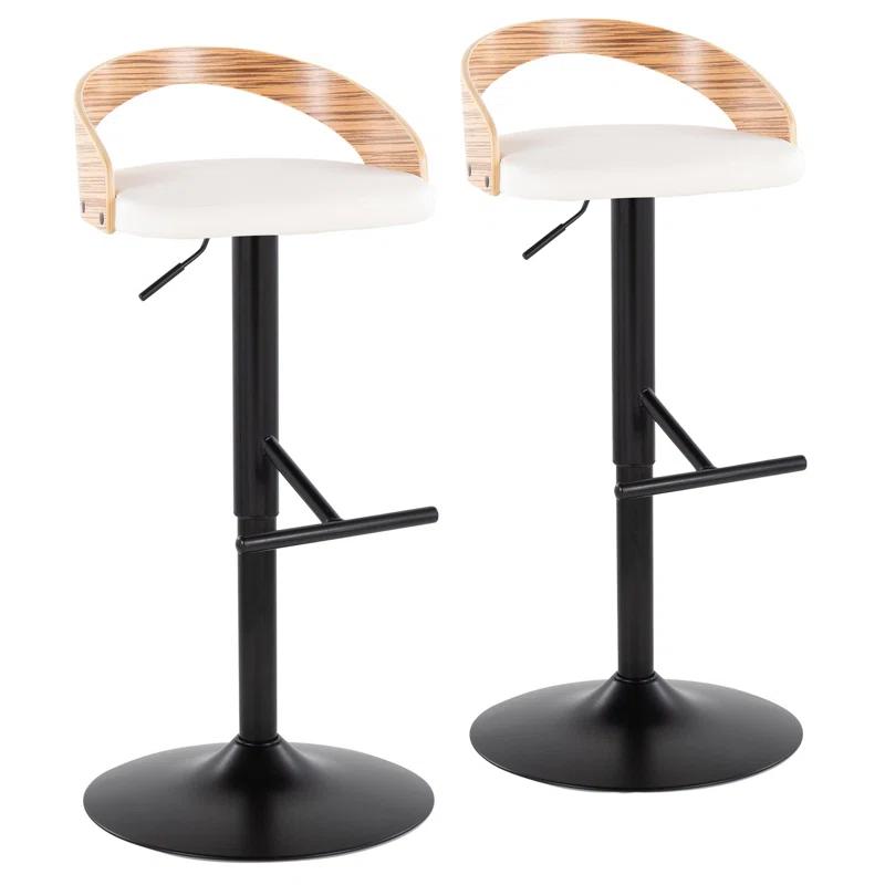 Grotto Swivel Upholstered Adjustable Height Counter Stool with Metal Frame (Set of 2)
