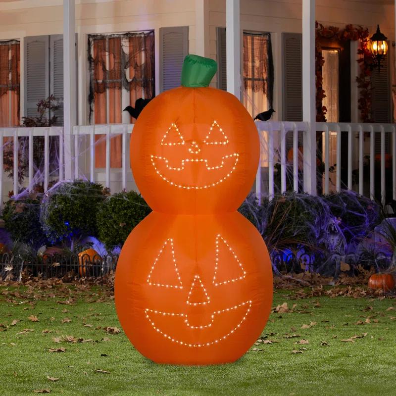 Gemmy Industries Airblown Jack-O'-Lantern Stack with Micro Lights Inflatable