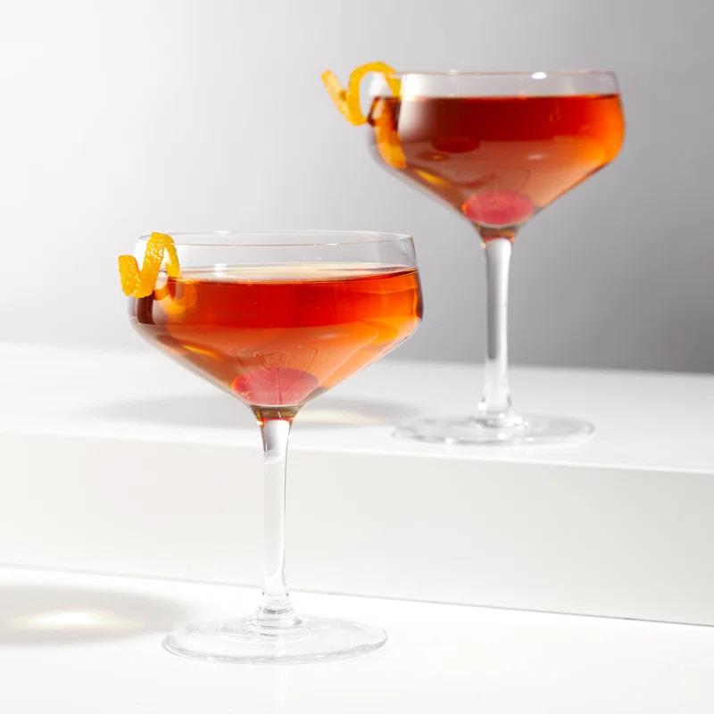 Viski Raye Angled Crystal Coupe Glasses (Set of 4)