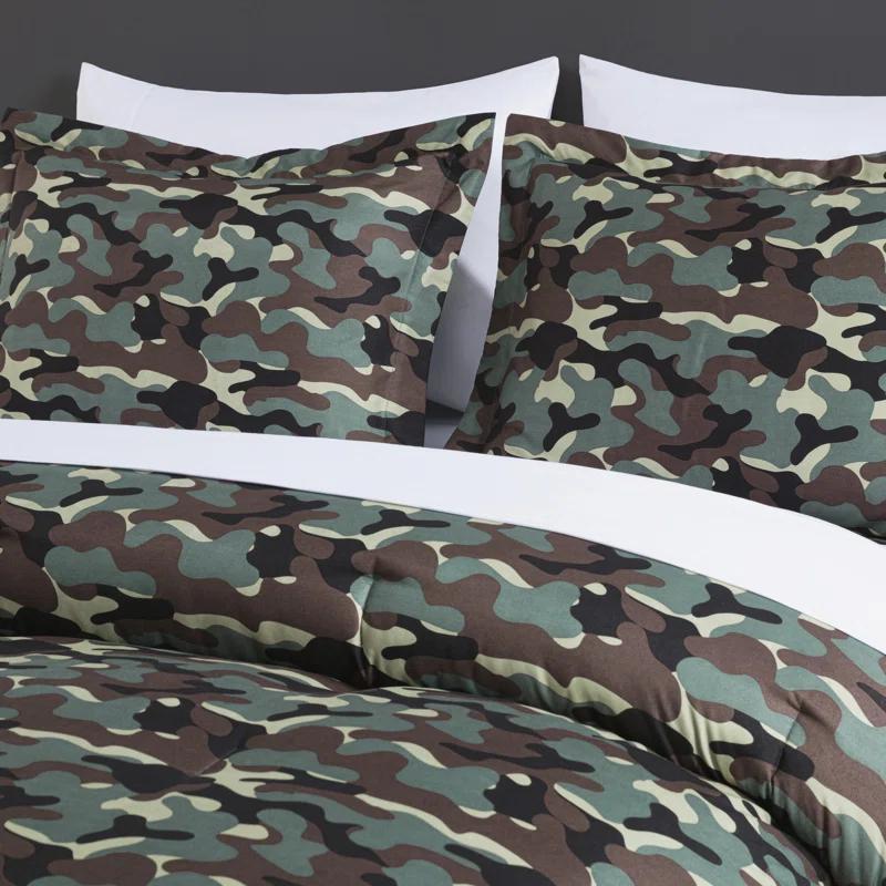 OLO Camouflage Printed Microfiber Reversible 3 Piece Comforter Set