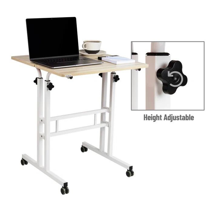 Mind Reader Mind Reader Standing Desk, Adjustable Height, Computer Desk, Laptop Desk, Portable, Rolling, 23.5"L x 19.5"W x 39"H, White