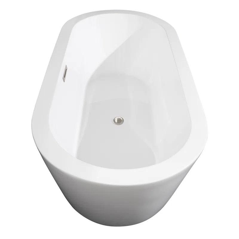 Wyndham Collection WCOBT100371BNTRIM Mermaid 71'' x 33.5'' Freestanding Soaking Acrylic Bathtub