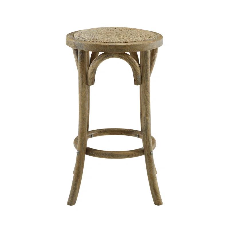 Dovecove Rae 24" Round Rattan Seat Counter Stool with Solid Wood Frame