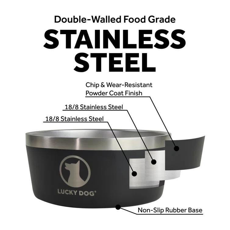Lucky Dog Lucky Dog INDULGE 8 Double Wall Stainless Steel Dog Bowl