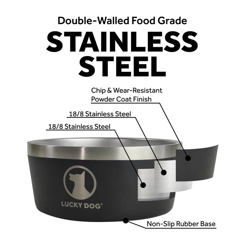 Lucky Dog Lucky Dog INDULGE 8 Double Wall Stainless Steel Dog Bowl