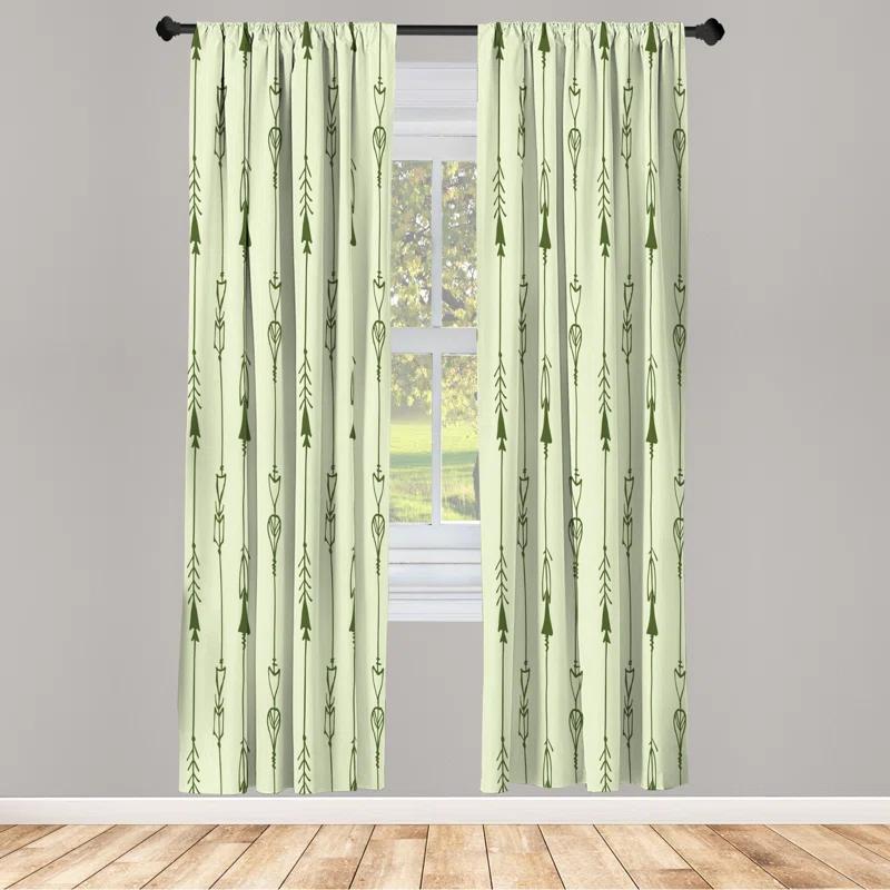 Ambesonne Microfiber Arrow Semi-Sheer Rod Pocket Curtain Panels (Set of 2)