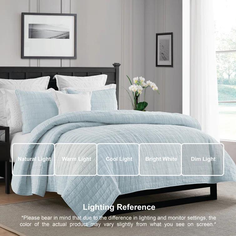 Swift Home Ultra Soft Crinkle Washed Microfiber 3-Piece Quilt Set