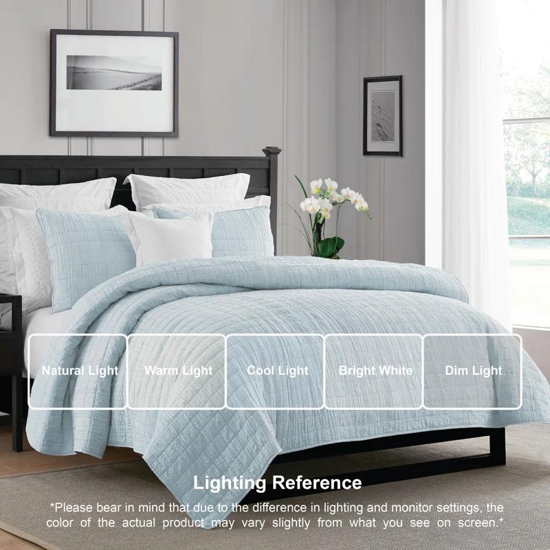 Swift Home Ultra Soft Crinkle Washed Microfiber 3-Piece Quilt Set