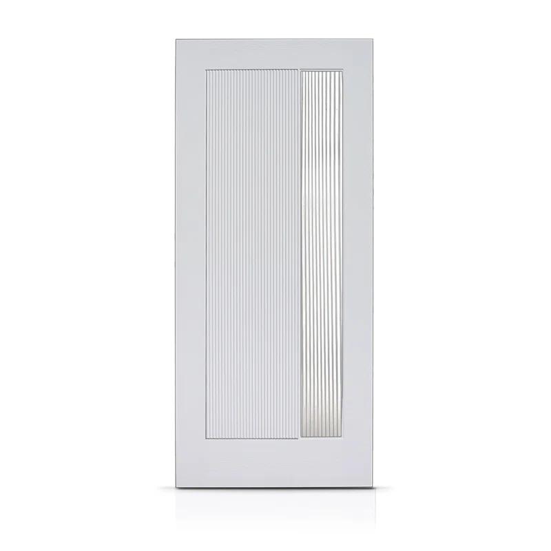 Calhome Modern Exterior Fiberglass Front Entry Door Slab with Designer Decorative Glass Door Slab Only