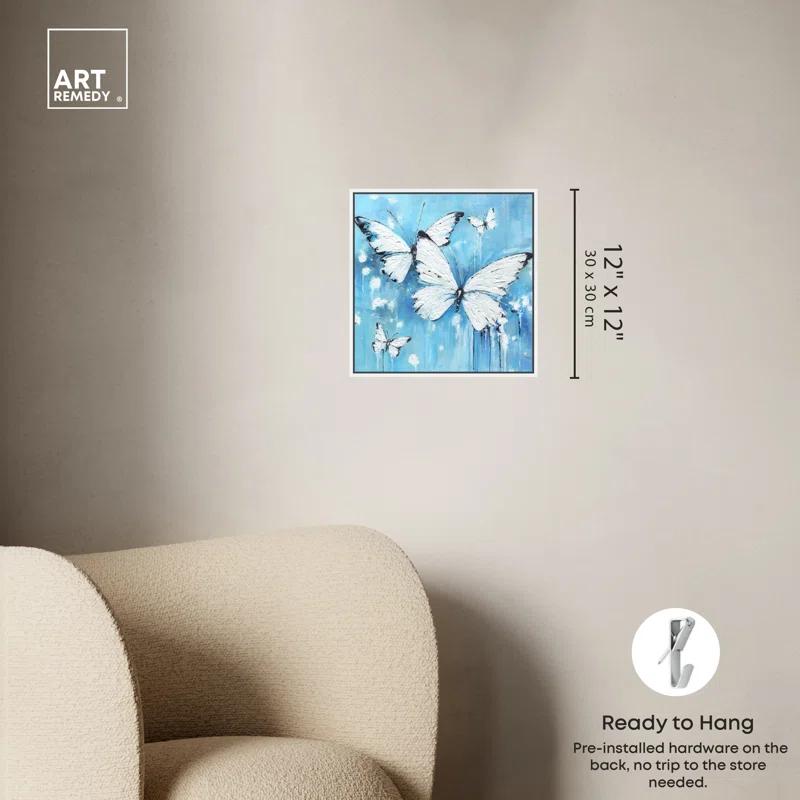 Art Remedy Art Remedy Textured Blue Butterflies Framed Butterfly 56175
