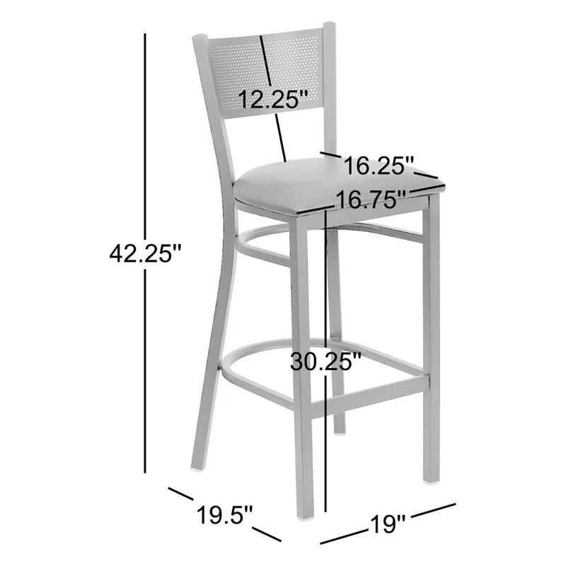Flash Furniture Miranda Commercial Grade Grid Back Metal Restaurant Barstool with Vinyl Seat