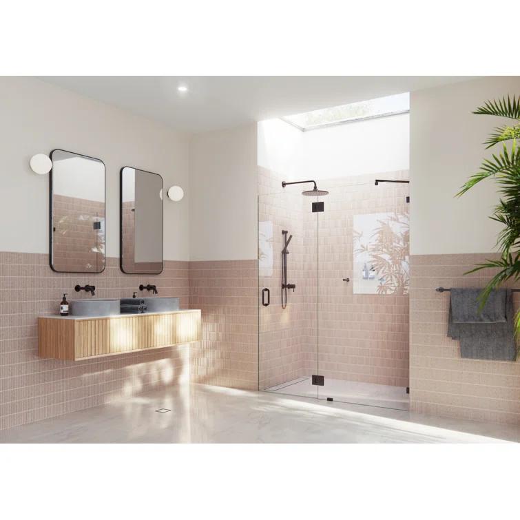 Glass Warehouse Halo 55.25 in. x 78 in. Frameless Glass Hinge Shower Door GW-GH-55-25-ORB