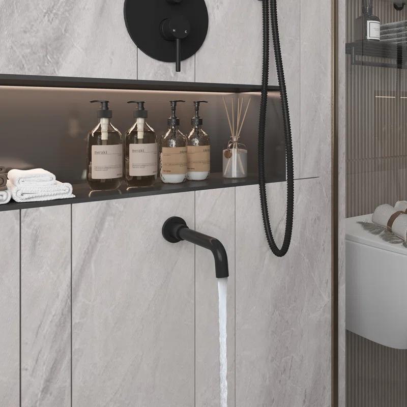 clihome Luxury Wall-Mounted 3-Function Shower System Solid Brass Mixer Valve, 1.8 GPM Flow & Dual Showerheads with Rough-in Valve DM6612BI