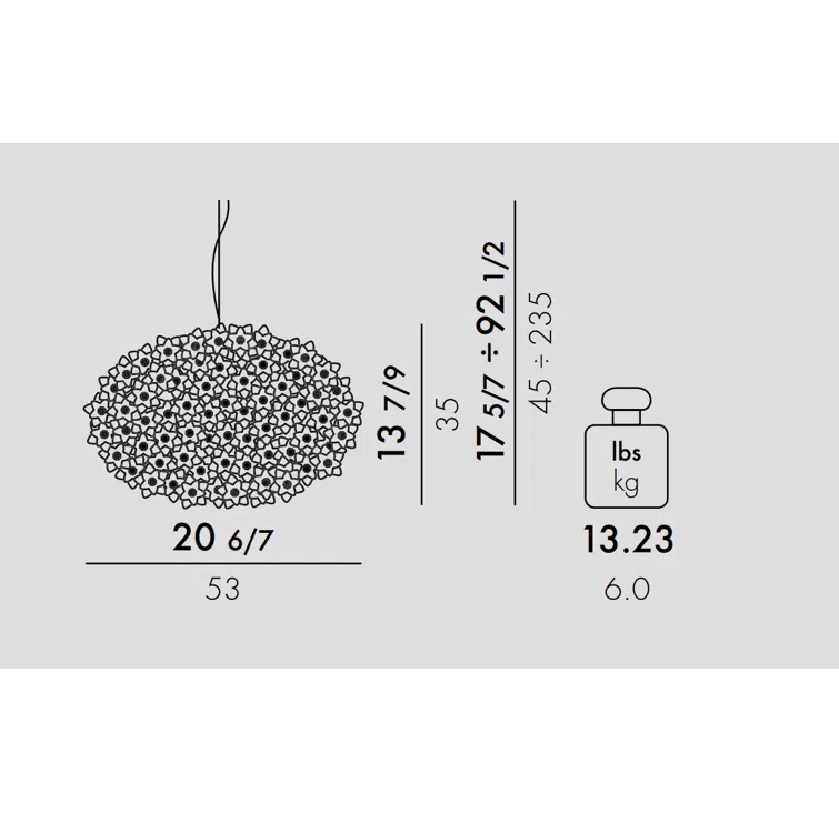 Medium Copper Crystal Floral Pendant Light