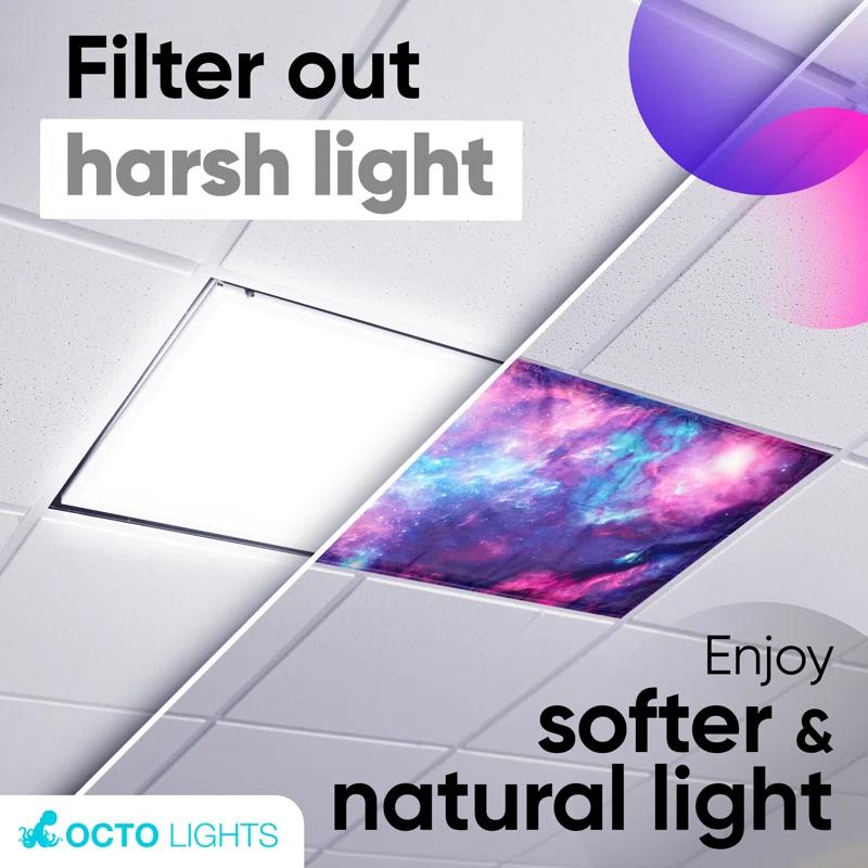 Octo Lights Fluorescent Light Covers For Ceiling Lights - Magnetic Classroom Light Filters - Astronomy