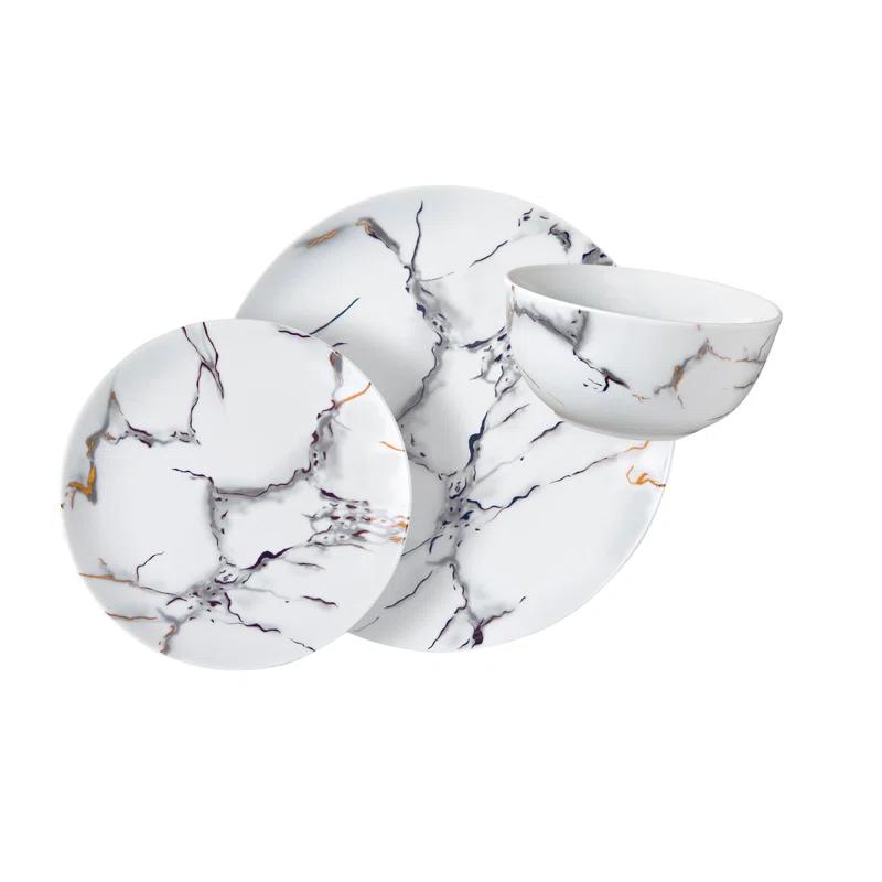 Godinger Silver Art Co Rayo Porcelain 18 Piece Dinnerware Set, Service For 6