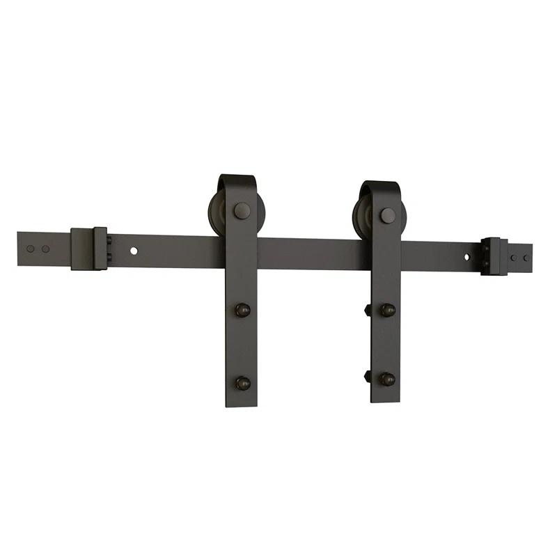 Steel Sliding Rolling Barn Door Hardware Kit for Single Wood Doors with Routed Floor Guide