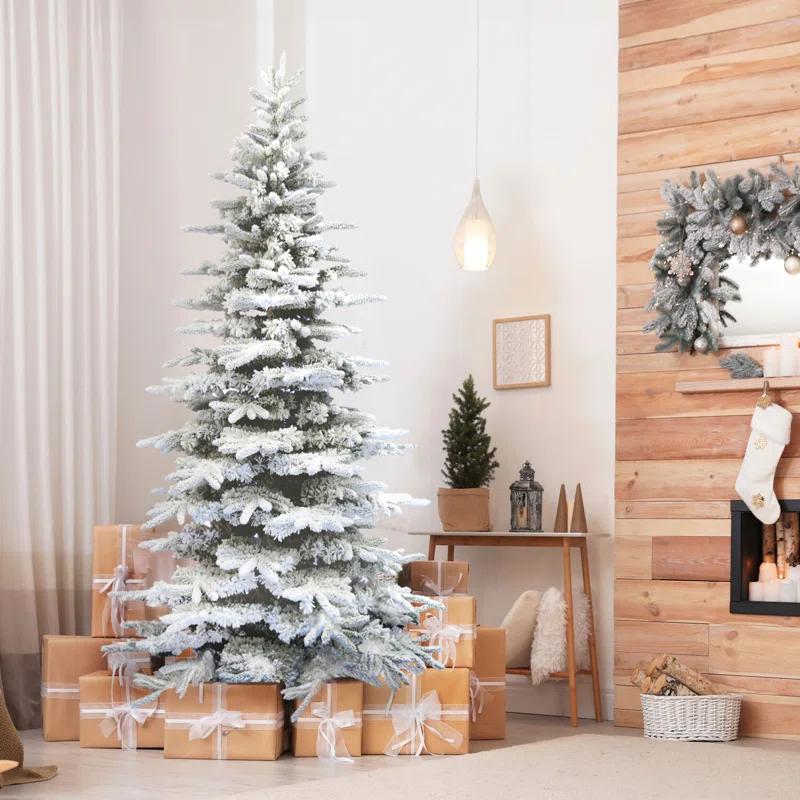 Fraser Hill Farm Unlit Snow Flocked Pine Valley Flocked Christmas Tree & Reviews | Wayfair
