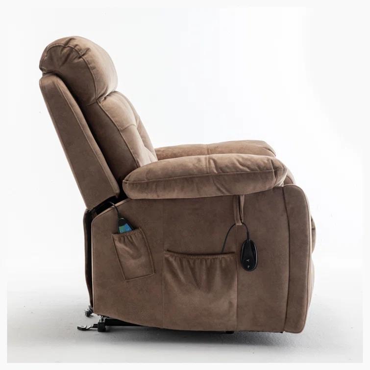 Latitude Run® Large Electric Massage Recliner With Heat, Velvet Lift Recliner Chair For Elderly Oversize with Hidden Cup Holder