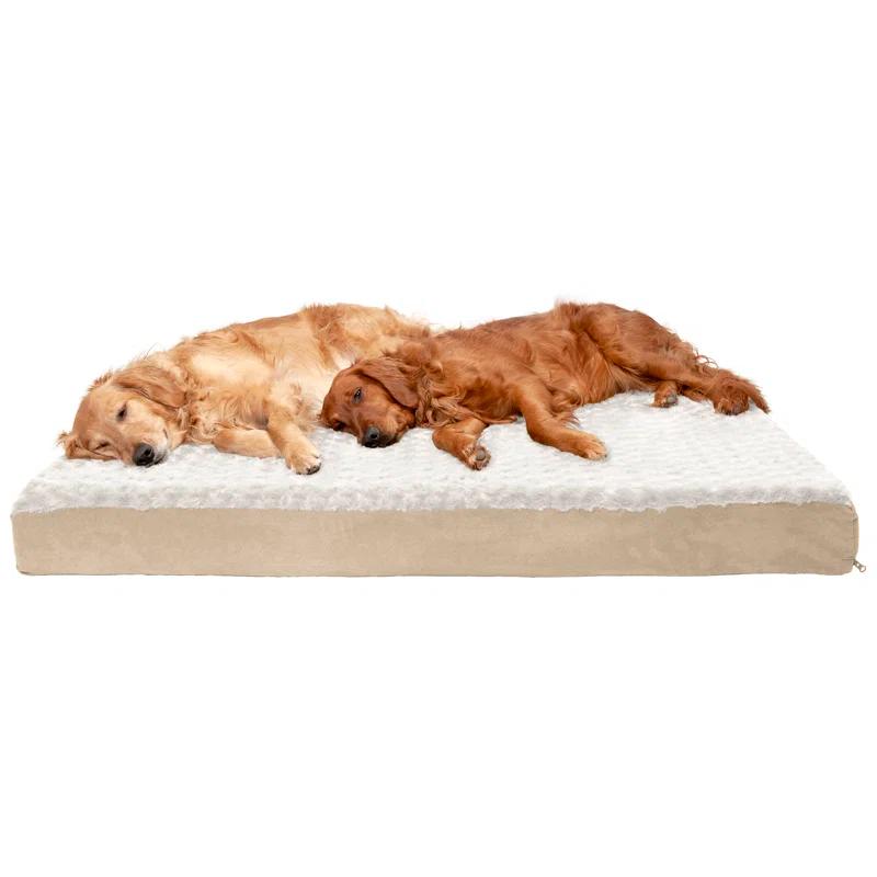 FurHaven Ultra Plush Faux Fur & Suede Orthopedic Foam Deluxe Mattress Dog Bed