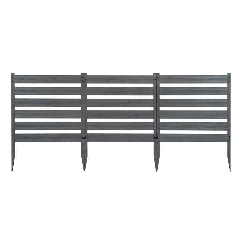 Zippity Outdoor Products 26in H x 24in W (3 Panels) No Dig Zippity Maui Fence Kit, Charcoal Color WoodTek Vinyl Fence Panel, Temporary Outdoor Border for Garden, Easy Install DIY Fence for Backyard, Patio, & Deck, ZP19066