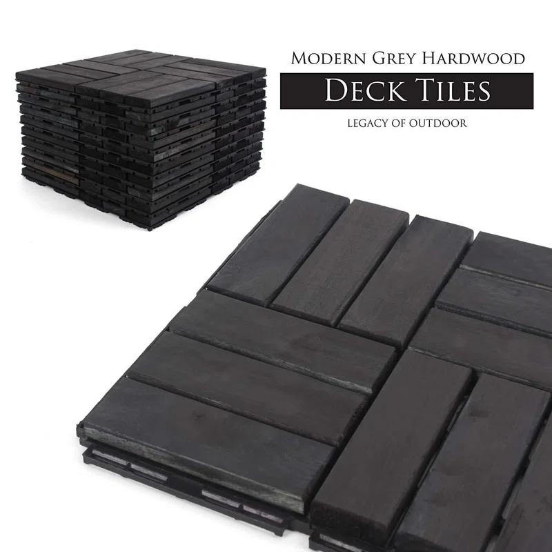 3rd Street Inn 12" x 12" Wood Interlocking Deck Tile (Set of 10)