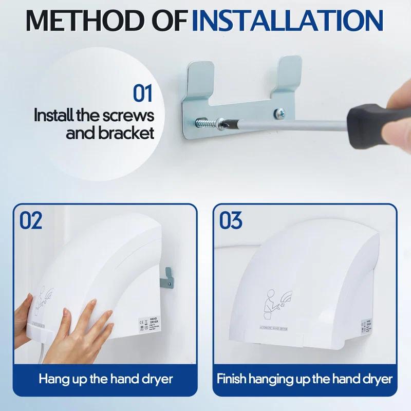 NATIONAL WINDOW 2 Pcs Electric Hand Dryer Commercial Compact Air Wiper Automatic Hand Air Dryer For Dry Machine Wall Business Home Household Restroom Office Mall, 110V,1200W