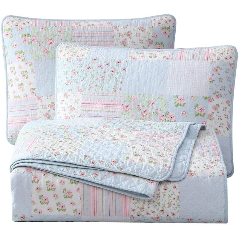 Chezmoi Collection Holly Cotton Patchwork Quilt Set