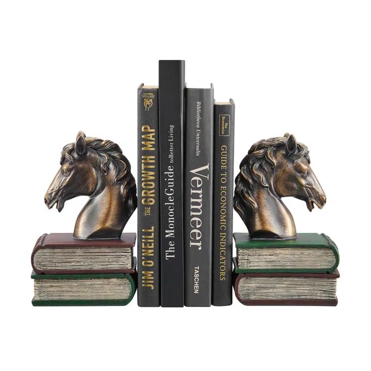 Gracie Oaks Nolley Horses on Books Non Skid Bookends (Set of 2)